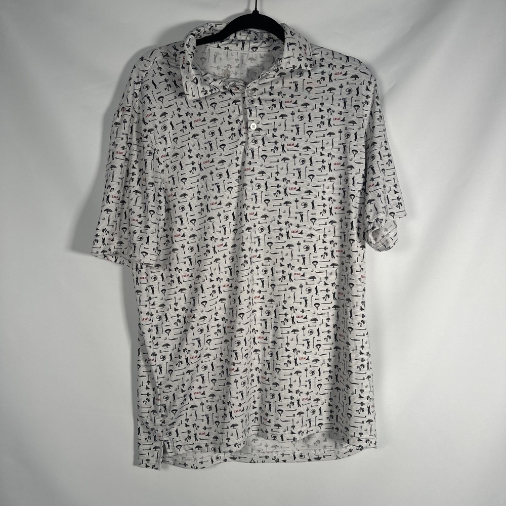 US Open Polo Shirt Mens L White 121st Torrey Pines Golf All Over Print‎ AOP